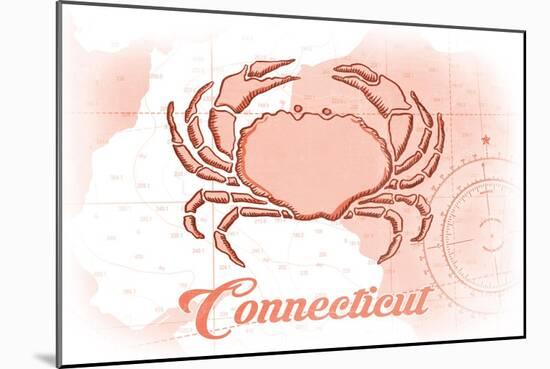 Connecticut - Crab - Coral - Coastal Icon-Lantern Press-Mounted Art Print