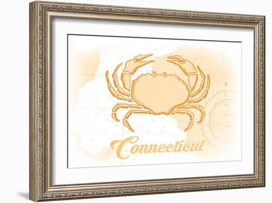 Connecticut - Crab - Yellow - Coastal Icon-Lantern Press-Framed Art Print