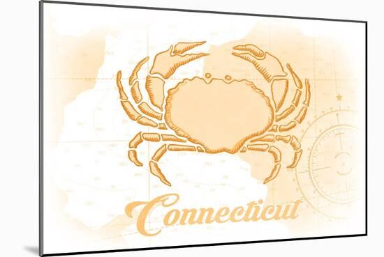 Connecticut - Crab - Yellow - Coastal Icon-Lantern Press-Mounted Art Print