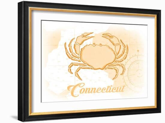 Connecticut - Crab - Yellow - Coastal Icon-Lantern Press-Framed Art Print