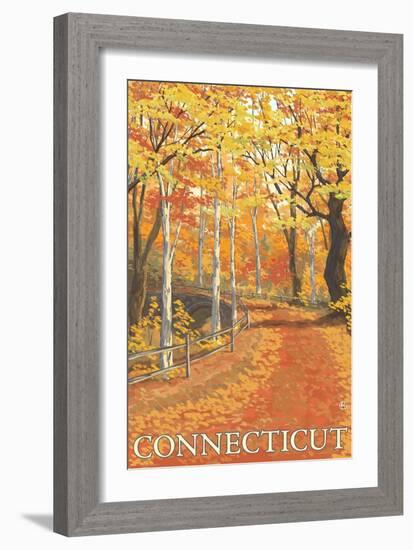 Connecticut, Fall Colors Scene-Lantern Press-Framed Art Print