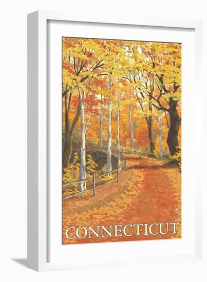 Connecticut, Fall Colors Scene-Lantern Press-Framed Art Print