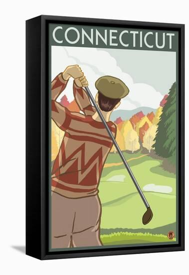 Connecticut - Golfing Scene-Lantern Press-Framed Stretched Canvas