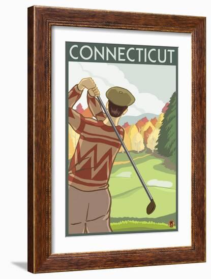 Connecticut - Golfing Scene-Lantern Press-Framed Art Print