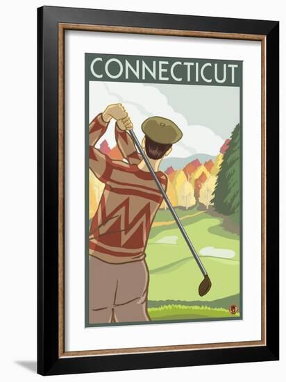 Connecticut - Golfing Scene-Lantern Press-Framed Art Print