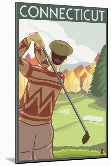 Connecticut - Golfing Scene-Lantern Press-Mounted Art Print