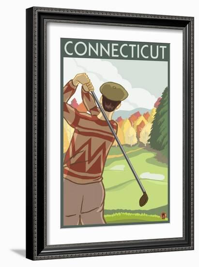 Connecticut - Golfing Scene-Lantern Press-Framed Art Print