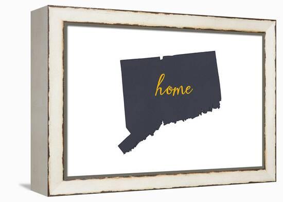 Connecticut - Home State - Gray on White-Lantern Press-Framed Stretched Canvas