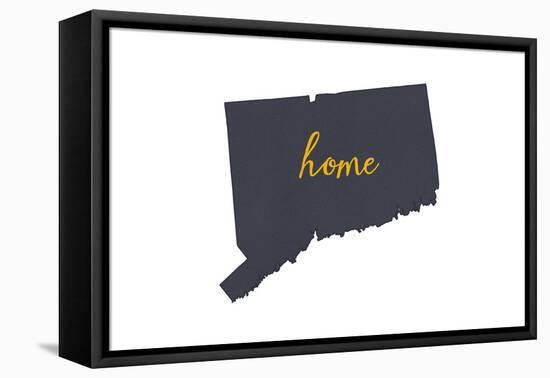 Connecticut - Home State - Gray on White-Lantern Press-Framed Stretched Canvas