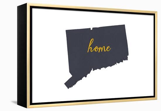 Connecticut - Home State - Gray on White-Lantern Press-Framed Stretched Canvas