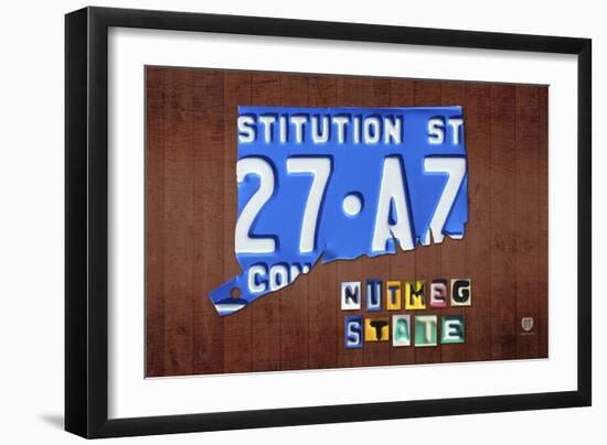 Connecticut License Plate Map-Design Turnpike-Framed Giclee Print