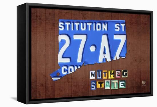 Connecticut License Plate Map-Design Turnpike-Framed Premier Image Canvas