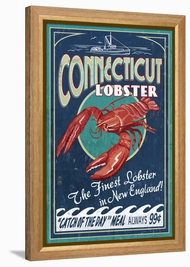 Connecticut - Lobster Shack Vintage Sign-Lantern Press-Framed Stretched Canvas