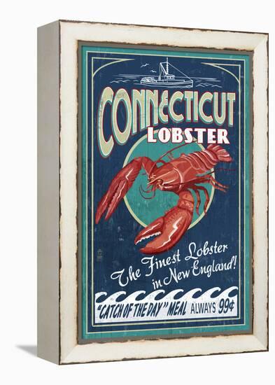 Connecticut - Lobster Shack Vintage Sign-Lantern Press-Framed Stretched Canvas