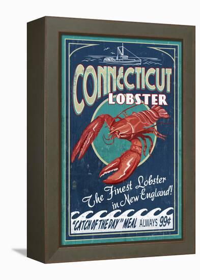 Connecticut - Lobster Shack Vintage Sign-Lantern Press-Framed Stretched Canvas
