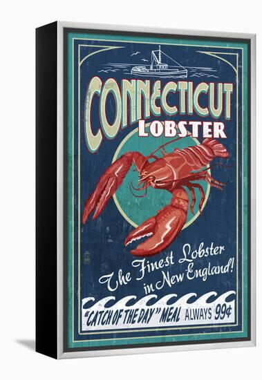 Connecticut - Lobster Shack Vintage Sign-Lantern Press-Framed Stretched Canvas