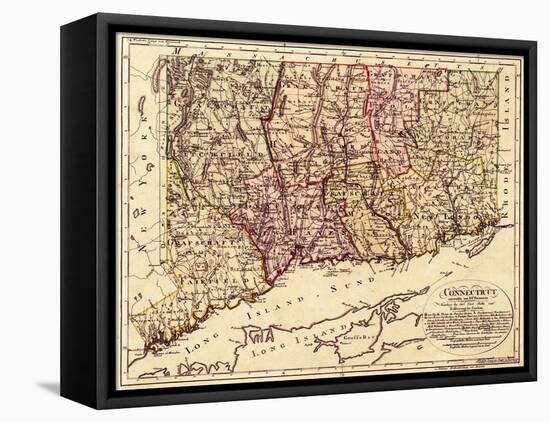 Connecticut - Panoramic Map-Lantern Press-Framed Stretched Canvas