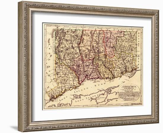 Connecticut - Panoramic Map-Lantern Press-Framed Art Print