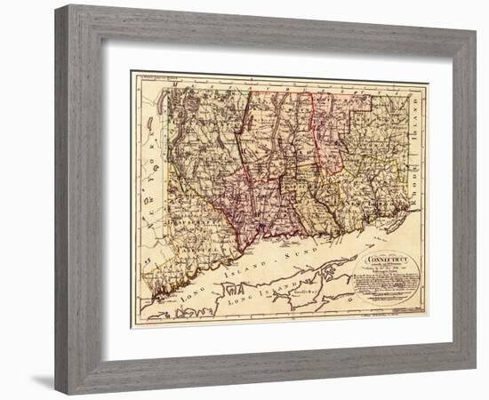 Connecticut - Panoramic Map-Lantern Press-Framed Art Print