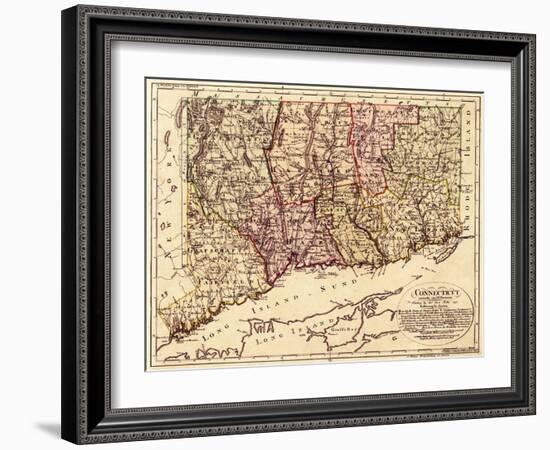 Connecticut - Panoramic Map-Lantern Press-Framed Art Print