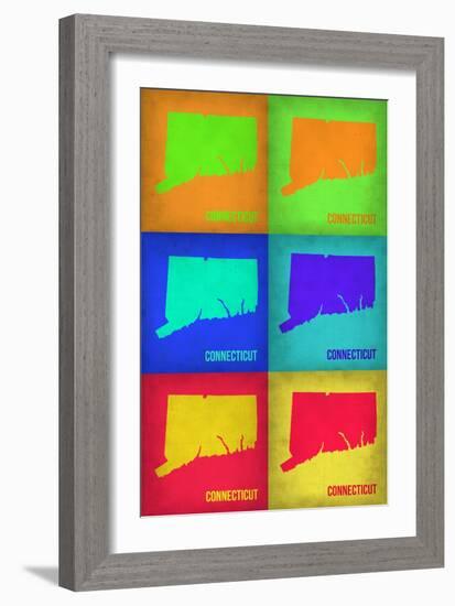 Connecticut Pop Art Map 1-NaxArt-Framed Art Print