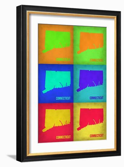 Connecticut Pop Art Map 1-NaxArt-Framed Art Print