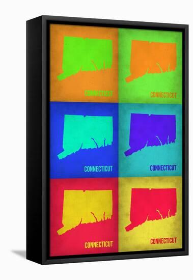 Connecticut Pop Art Map 1-NaxArt-Framed Stretched Canvas