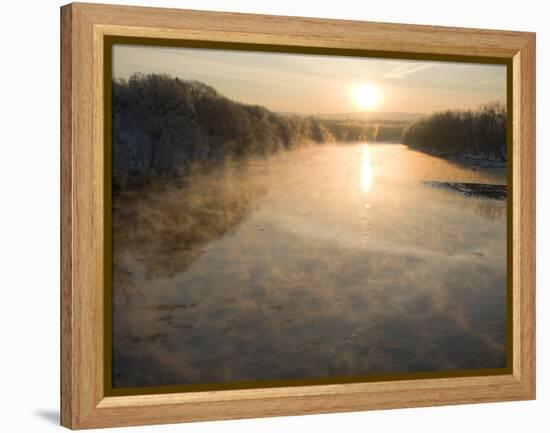 Connecticut River in Montague, Massachusetts at Sunrise on a Frosty Morning-John Nordell-Framed Premier Image Canvas