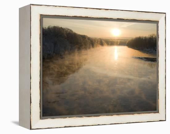 Connecticut River in Montague, Massachusetts at Sunrise on a Frosty Morning-John Nordell-Framed Premier Image Canvas