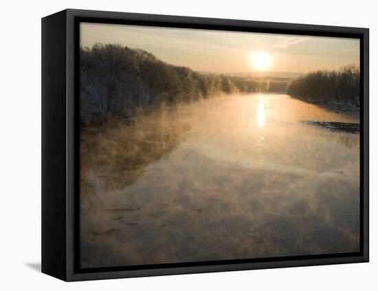 Connecticut River in Montague, Massachusetts at Sunrise on a Frosty Morning-John Nordell-Framed Premier Image Canvas