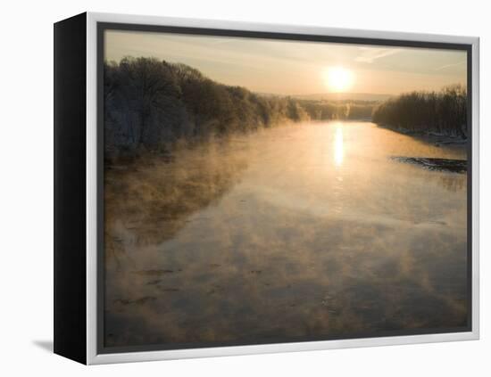 Connecticut River in Montague, Massachusetts at Sunrise on a Frosty Morning-John Nordell-Framed Premier Image Canvas