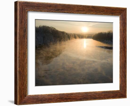 Connecticut River in Montague, Massachusetts at Sunrise on a Frosty Morning-John Nordell-Framed Photographic Print