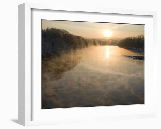 Connecticut River in Montague, Massachusetts at Sunrise on a Frosty Morning-John Nordell-Framed Photographic Print