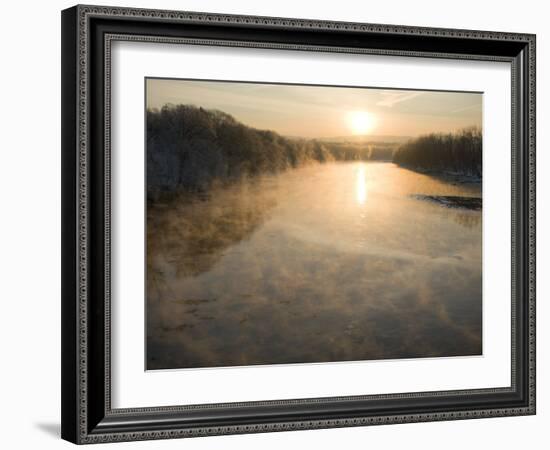 Connecticut River in Montague, Massachusetts at Sunrise on a Frosty Morning-John Nordell-Framed Photographic Print