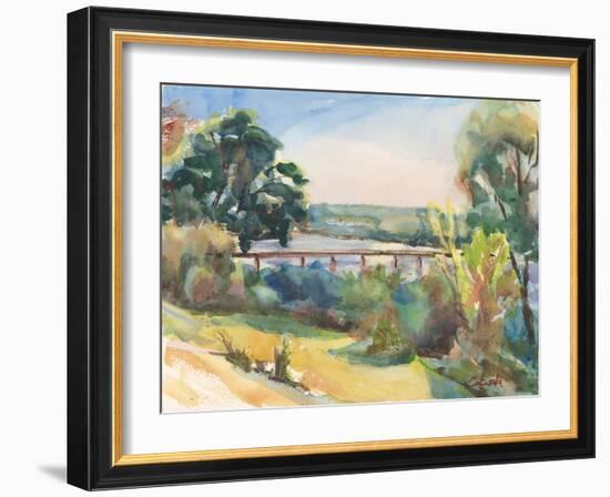 Connecticut River Railroad Bridge-Stephen Calcasola-Framed Art Print