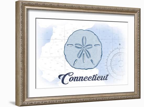 Connecticut - Sand Dollar - Blue - Coastal Icon-Lantern Press-Framed Art Print