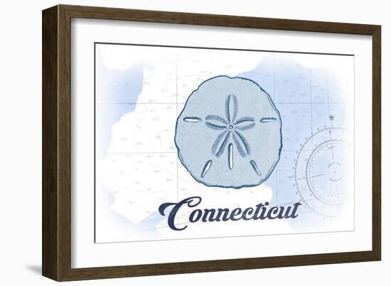 Connecticut - Sand Dollar - Blue - Coastal Icon-Lantern Press-Framed Art Print