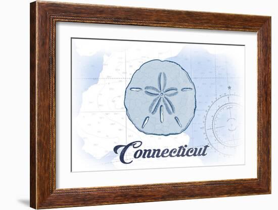 Connecticut - Sand Dollar - Blue - Coastal Icon-Lantern Press-Framed Art Print