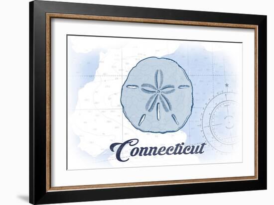 Connecticut - Sand Dollar - Blue - Coastal Icon-Lantern Press-Framed Art Print