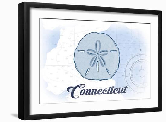 Connecticut - Sand Dollar - Blue - Coastal Icon-Lantern Press-Framed Art Print