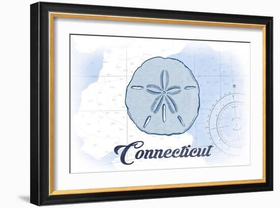 Connecticut - Sand Dollar - Blue - Coastal Icon-Lantern Press-Framed Art Print