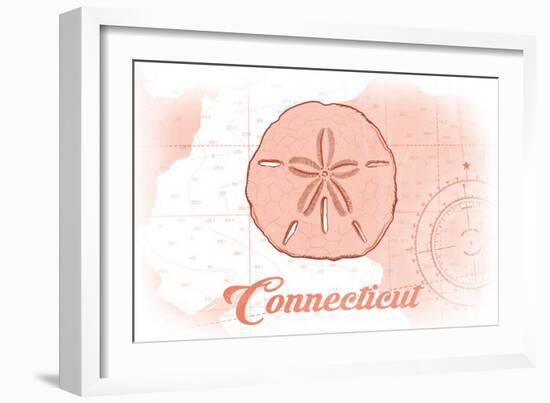 Connecticut - Sand Dollar - Coral - Coastal Icon-Lantern Press-Framed Art Print