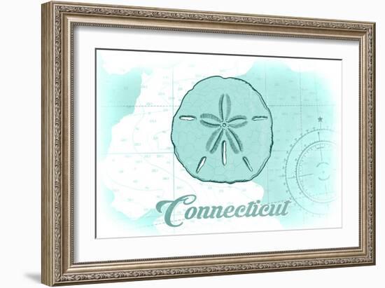 Connecticut - Sand Dollar - Teal - Coastal Icon-Lantern Press-Framed Art Print