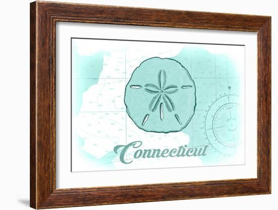 Connecticut - Sand Dollar - Teal - Coastal Icon-Lantern Press-Framed Art Print