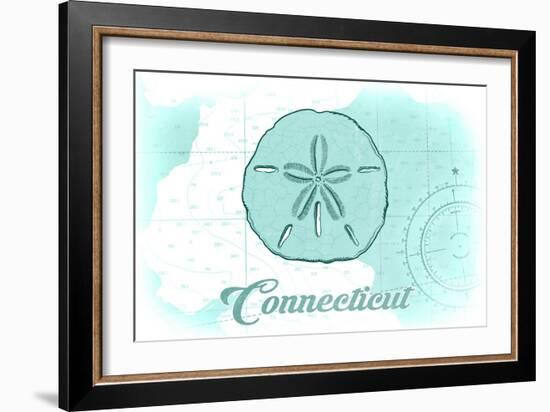 Connecticut - Sand Dollar - Teal - Coastal Icon-Lantern Press-Framed Art Print