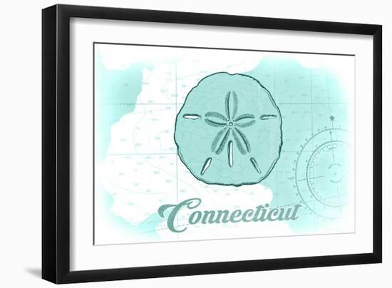 Connecticut - Sand Dollar - Teal - Coastal Icon-Lantern Press-Framed Art Print