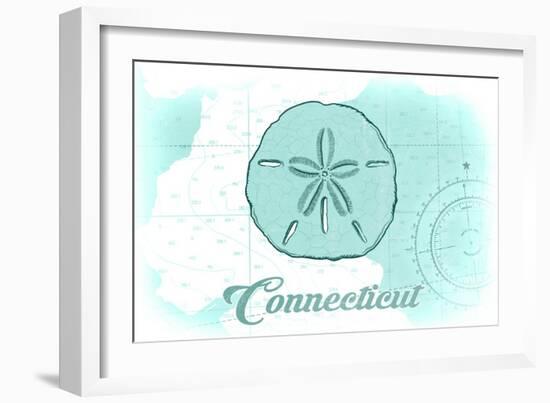 Connecticut - Sand Dollar - Teal - Coastal Icon-Lantern Press-Framed Art Print