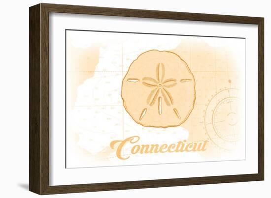 Connecticut - Sand Dollar - Yellow - Coastal Icon-Lantern Press-Framed Art Print