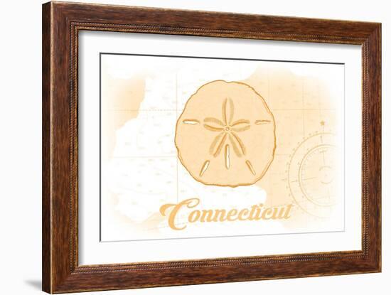 Connecticut - Sand Dollar - Yellow - Coastal Icon-Lantern Press-Framed Art Print