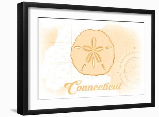 Connecticut - Sand Dollar - Yellow - Coastal Icon-Lantern Press-Framed Art Print